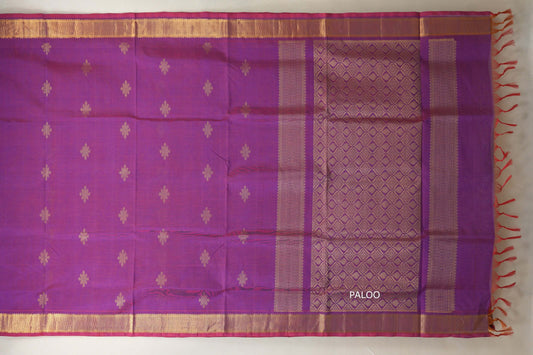 Dual Tone of Red and Blue Vegan Silk Cotton Saree SS8777