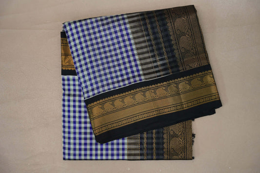 Multi color checks with Black Borders Vintage Silk Cotton Saree