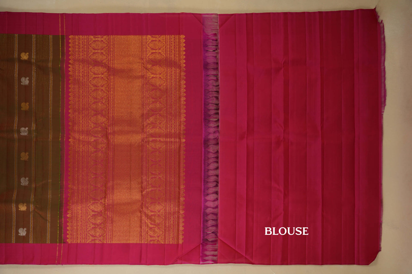 Manthulir with Raani Pink Borders Vintage Kanjivaram Silk Saree SS7743