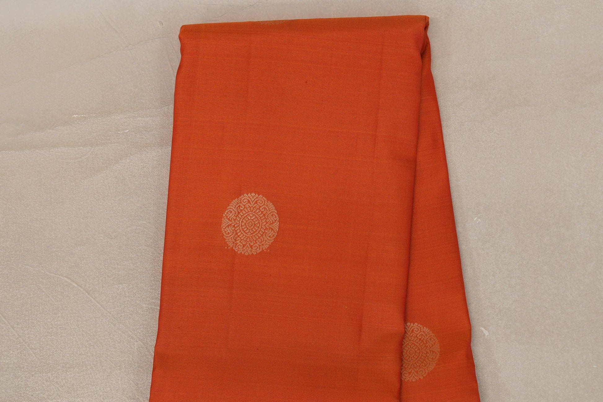 Deep Orange with Violet Purple Borders Soft Silk Saree body