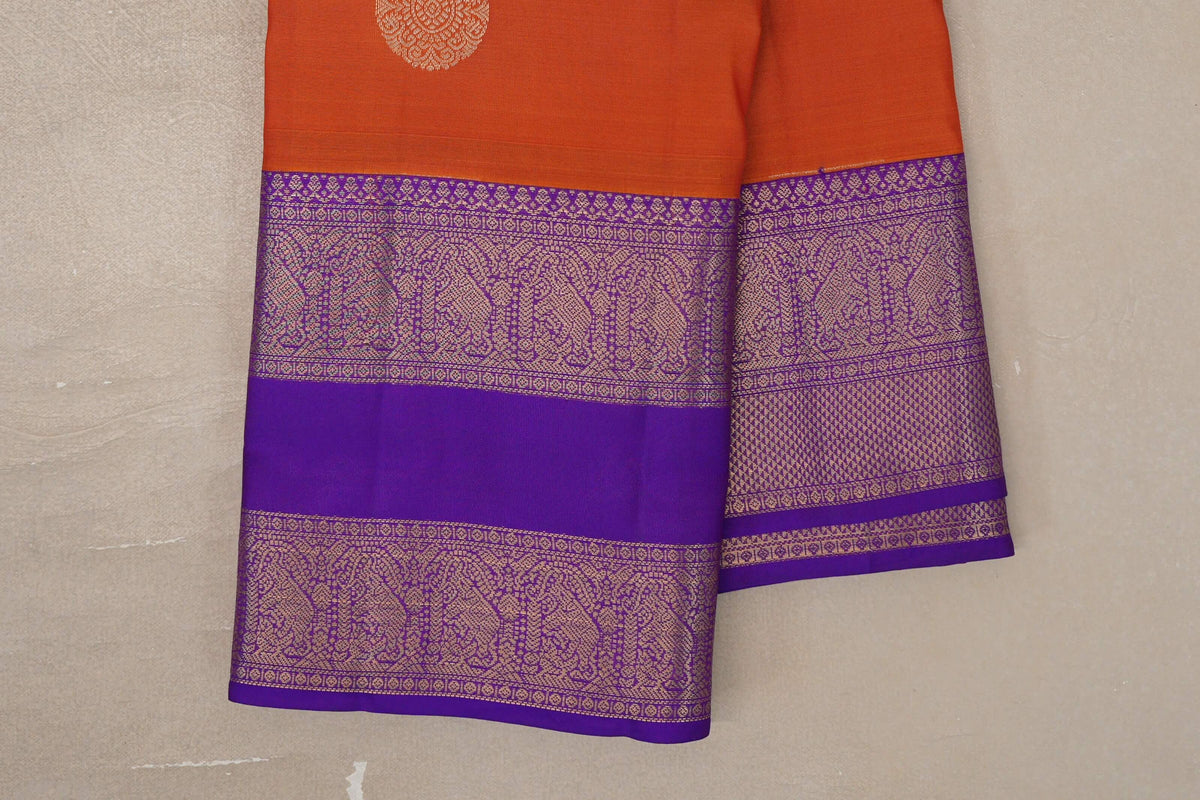 Deep Orange Soft Silk Saree border