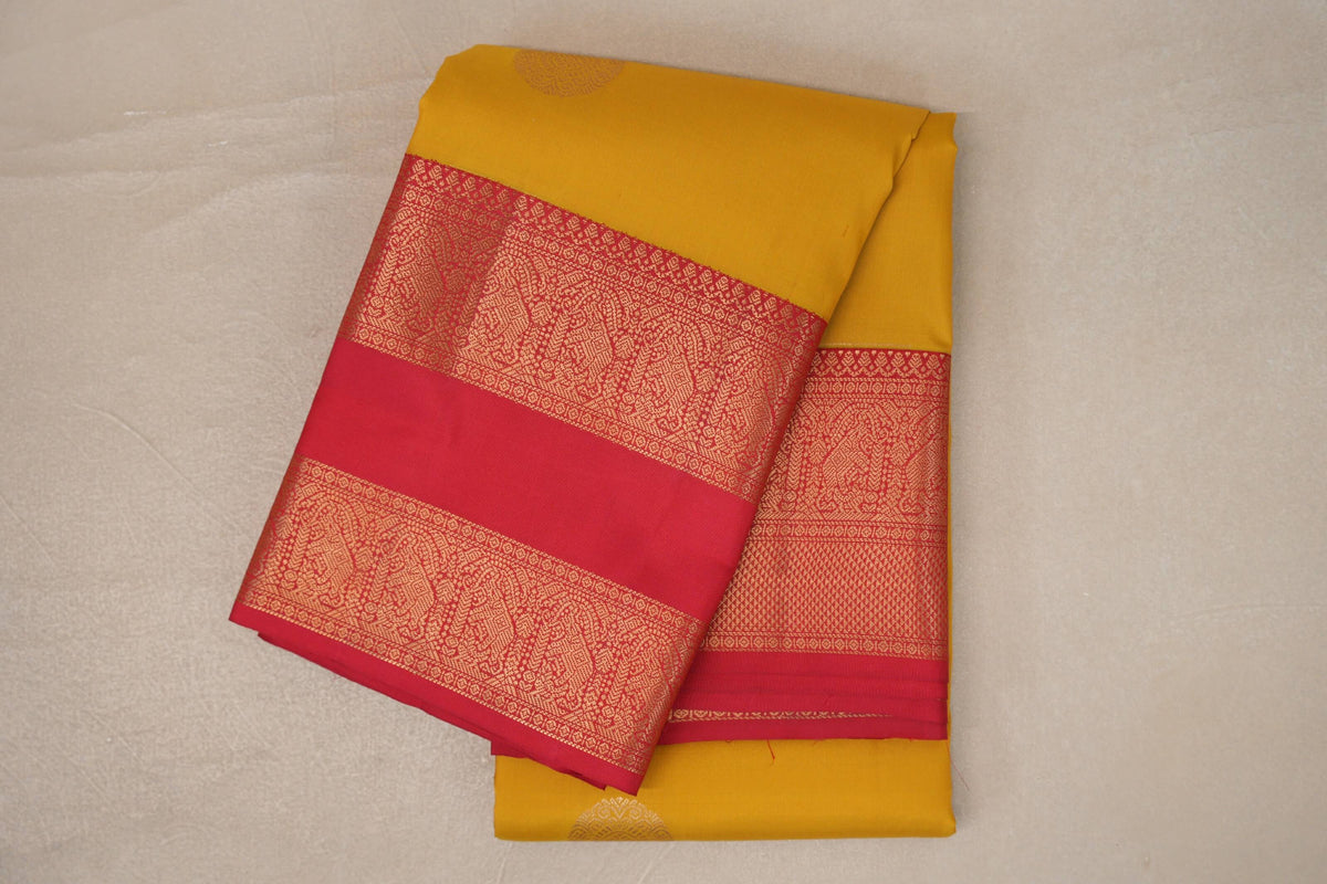 Lemon Yellow with Pinkish Red Borders Soft Silk Saree