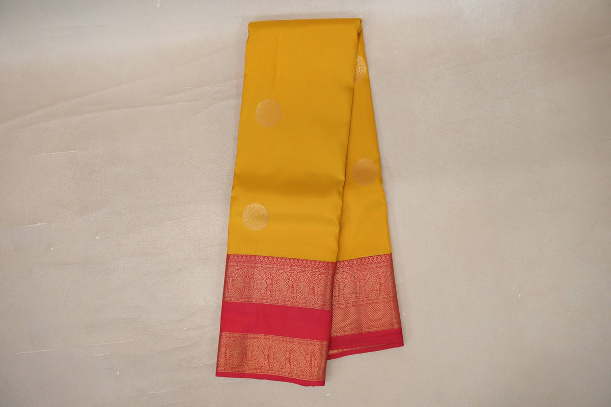 Online Lemon Yellow with Pinkish Red Borders Soft Silk Saree