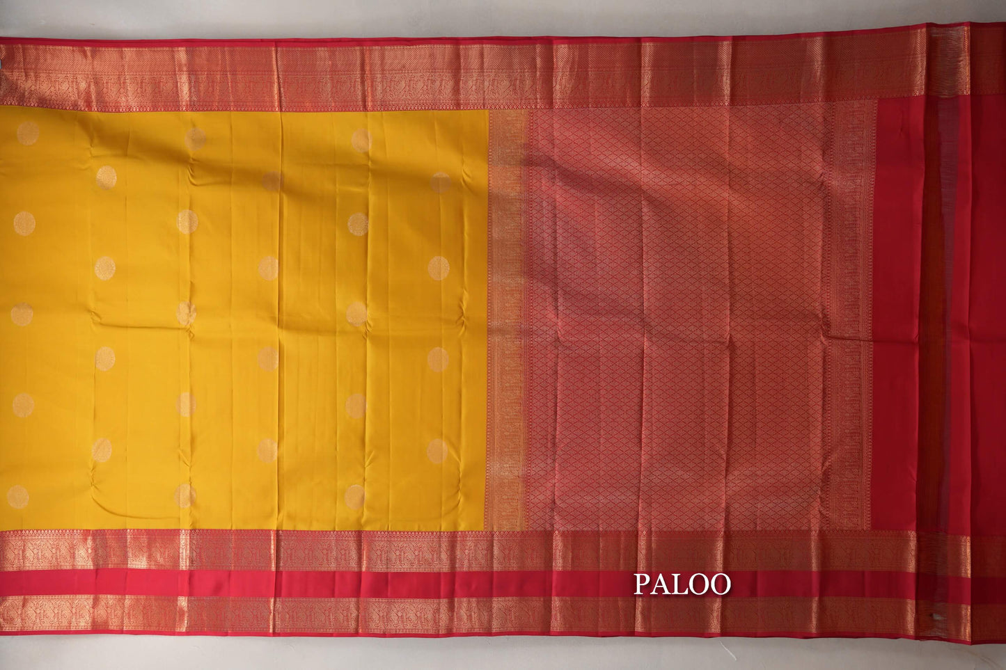 Lemon Yellow with Pinkish Red Borders Soft Silk Saree paloo