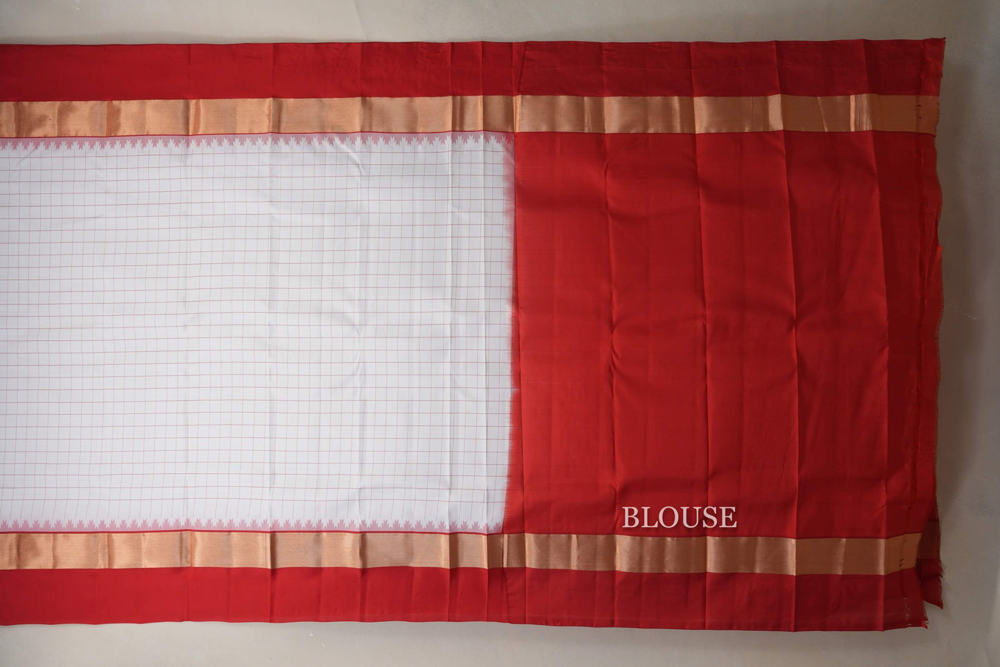 White with Tomato Red Borders Light Weight Kanchipuram Silk Saree SS8788