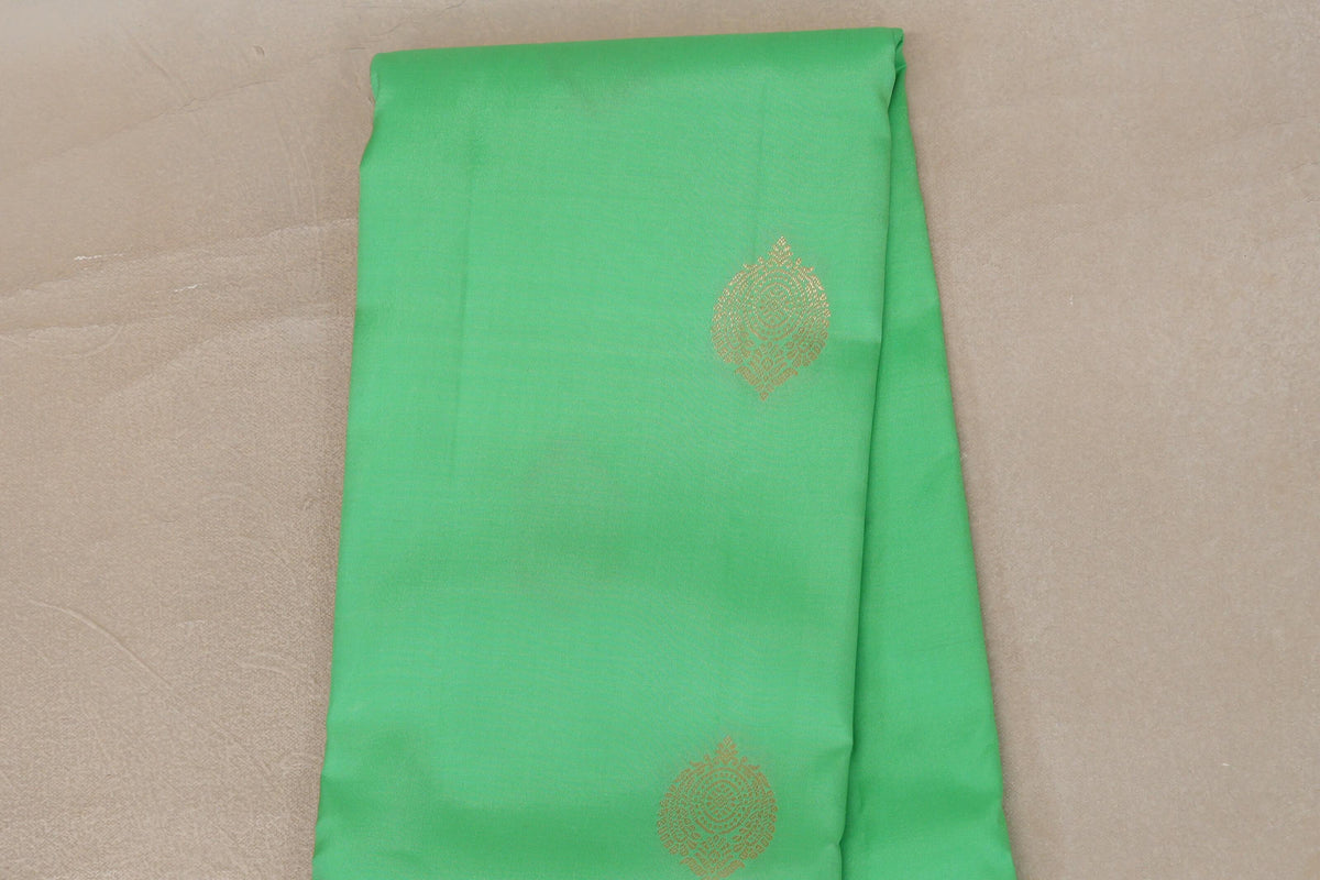 Mint Green with Bright Red Borders Soft Silk Saree body