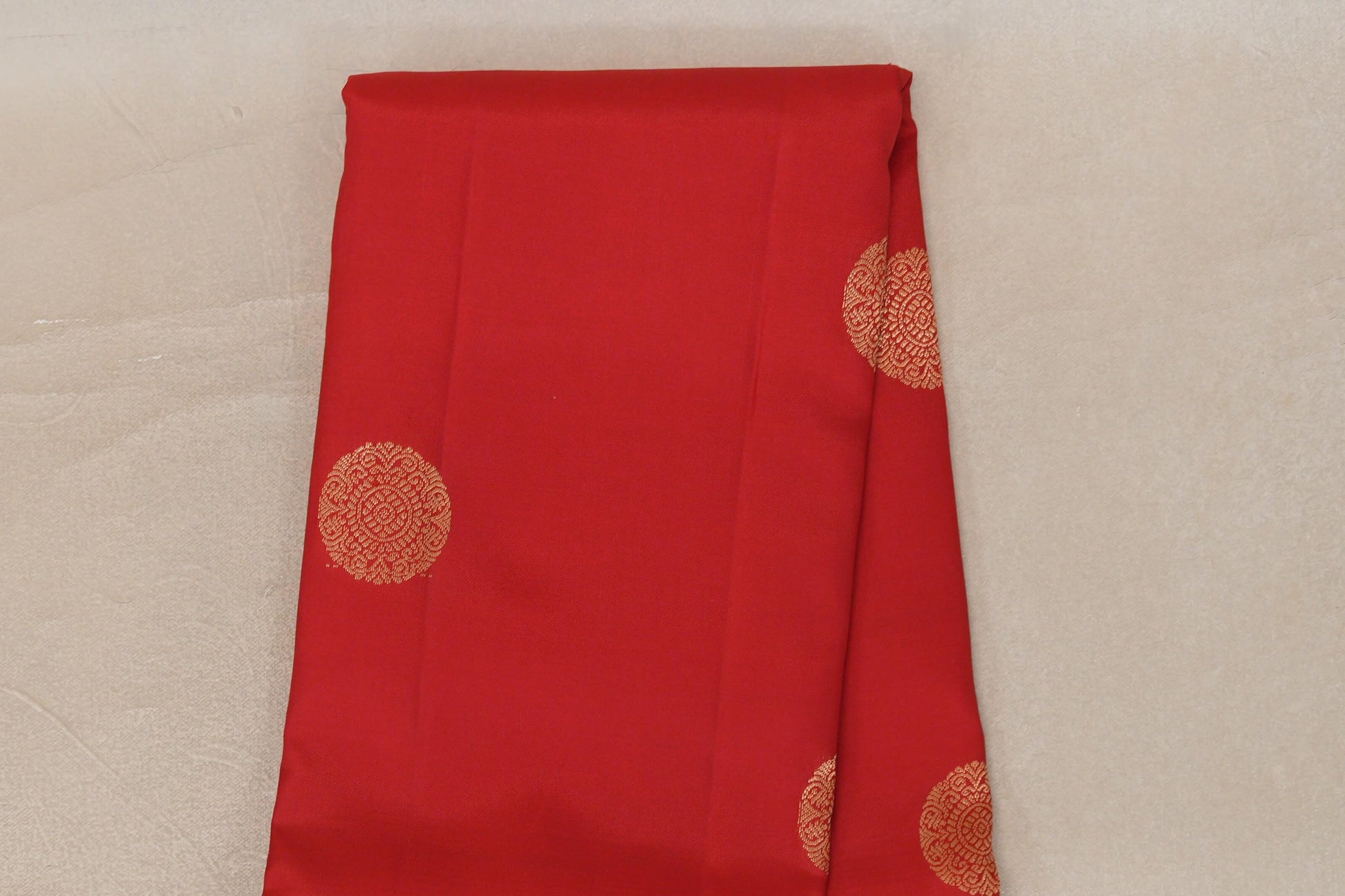 Tomato Red with Indigo Borders Soft Silk Saree body