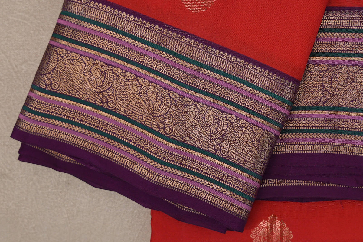 Tomato Red Soft Silk Saree border