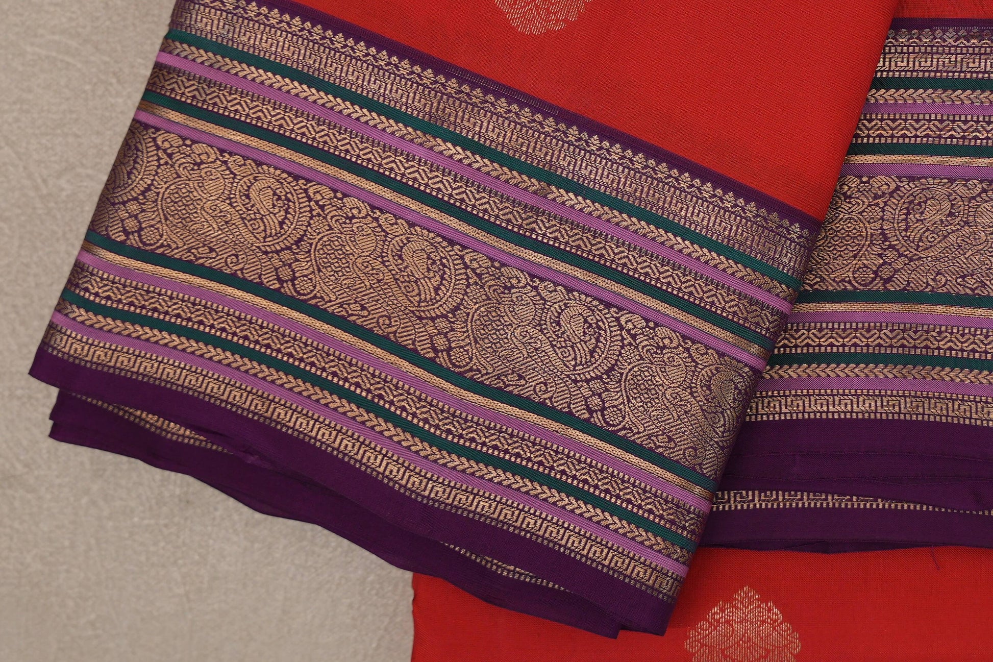 Tomato Red Soft Silk Saree border