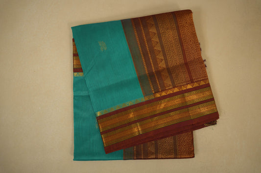 Rama blue vintage silk cotton saree