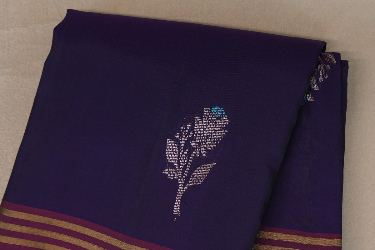 Deep Violet Purple with Deep Magenta Borders Soft Silk Saree body
