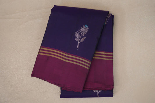 Deep Violet Purple with Deep Magenta Borders Soft Silk Saree