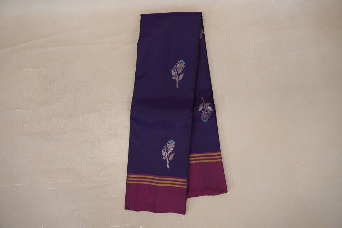 Online Deep Violet Purple with Deep Magenta Borders Soft Silk Saree