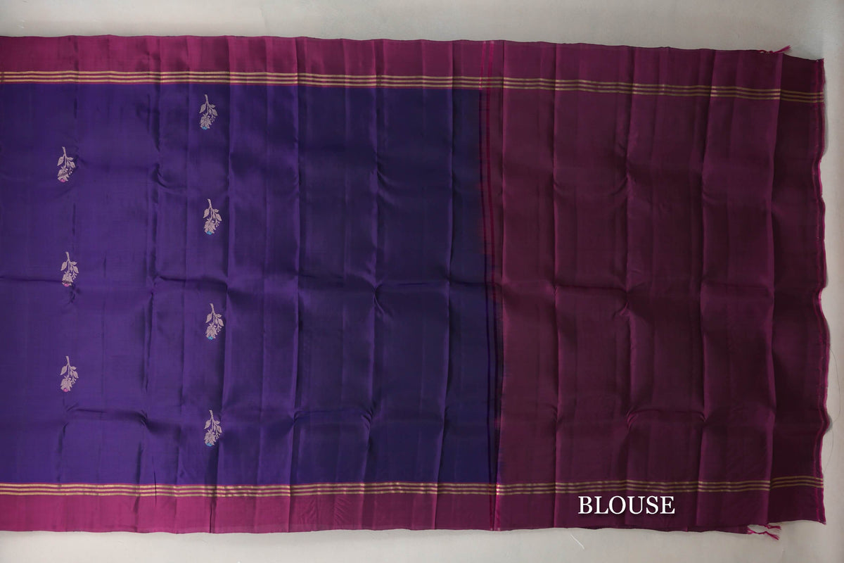 Deep Violet Purple with Deep Magenta Borders Soft Silk Saree blouse