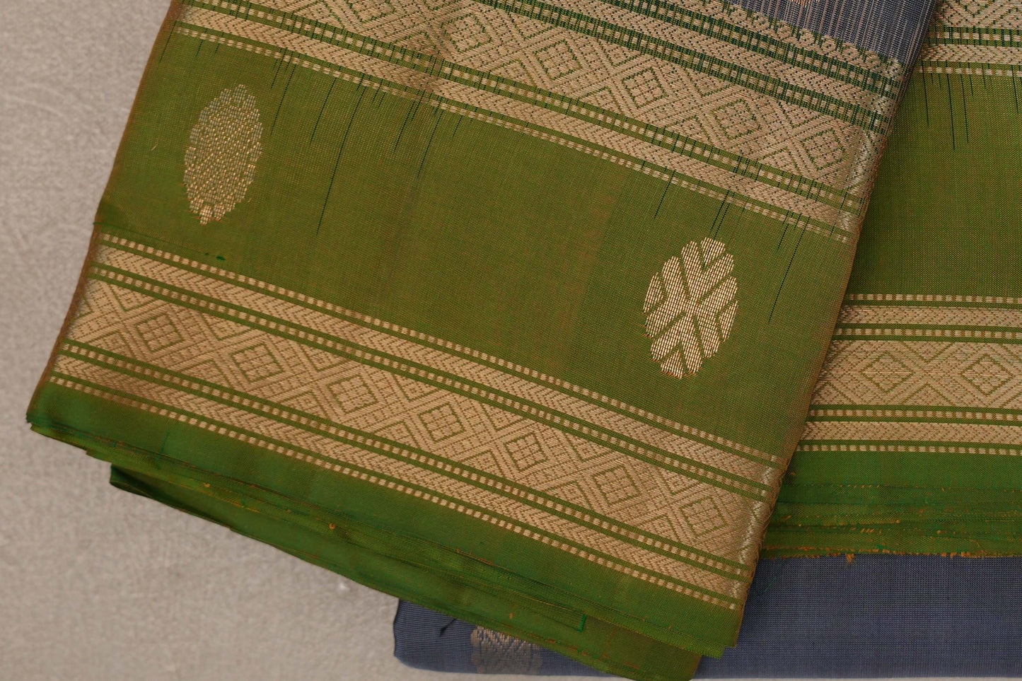 Steel Grey Soft Silk Saree borders