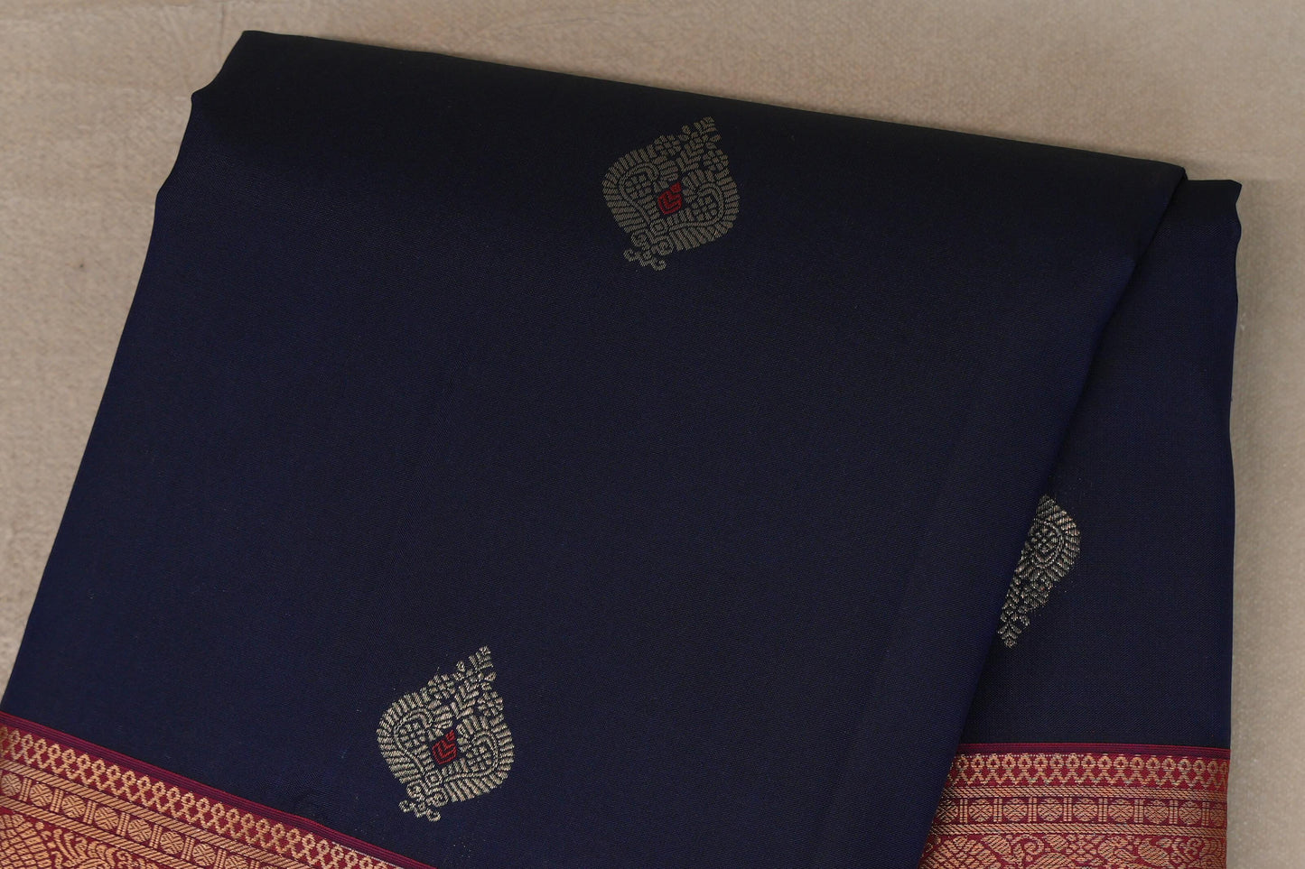 Deep Blue with Rani Pink Borders Soft Silk Saree body