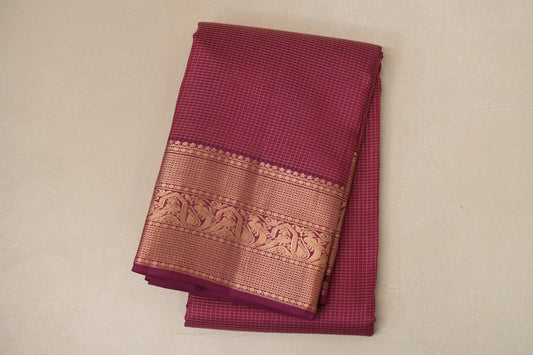 Dark magenta Light Weight Kanchipuram Silk Saree SS8796