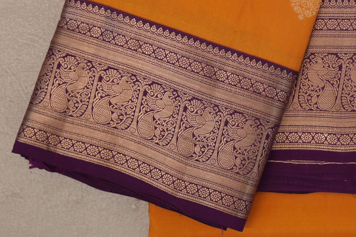 Mango Orange Soft Silk Saree border