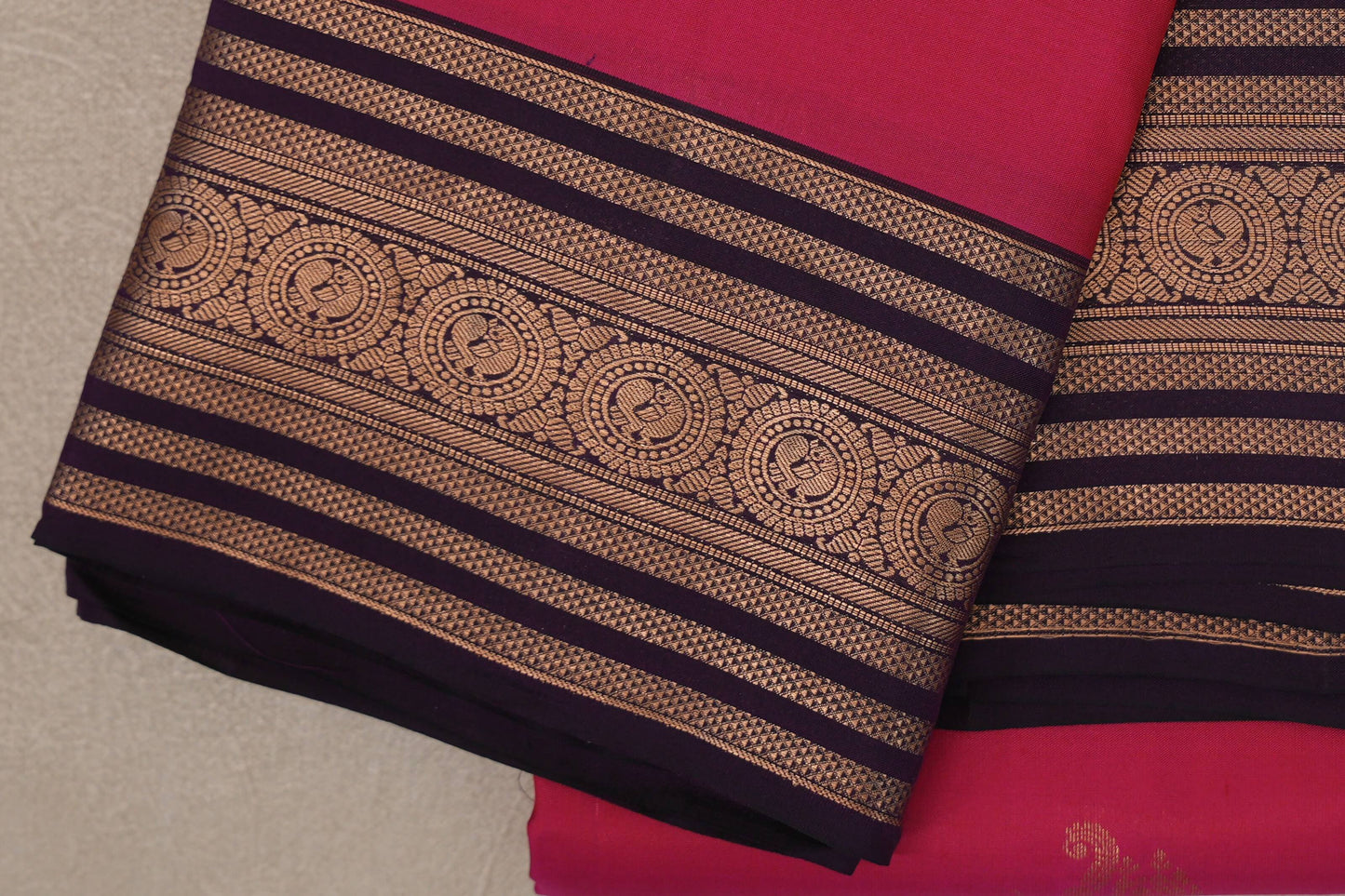 Bright Rani Pink Soft Silk Saree border