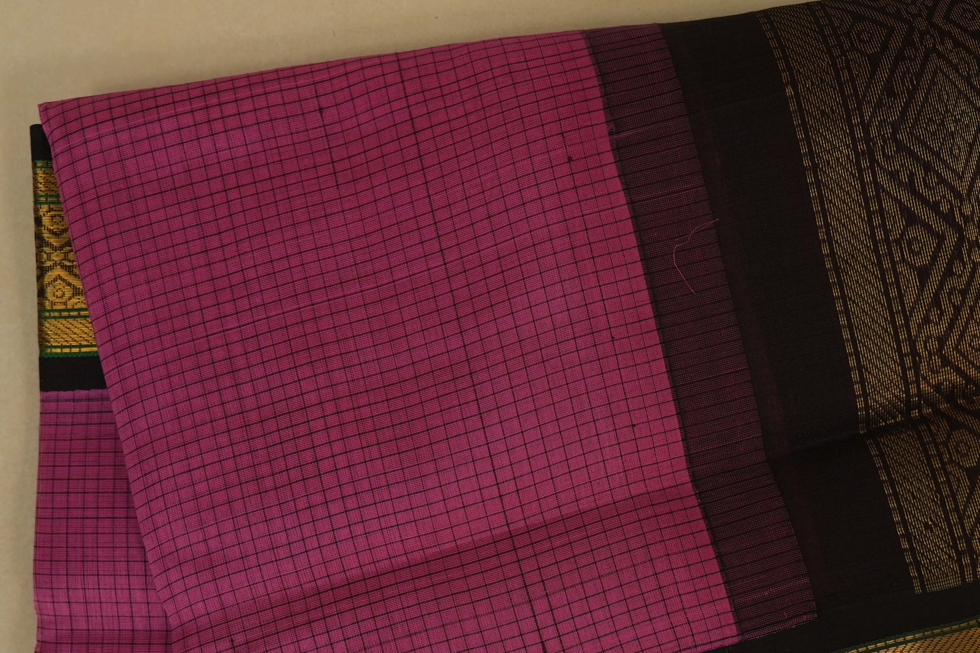 checked vintage silk cotton saree