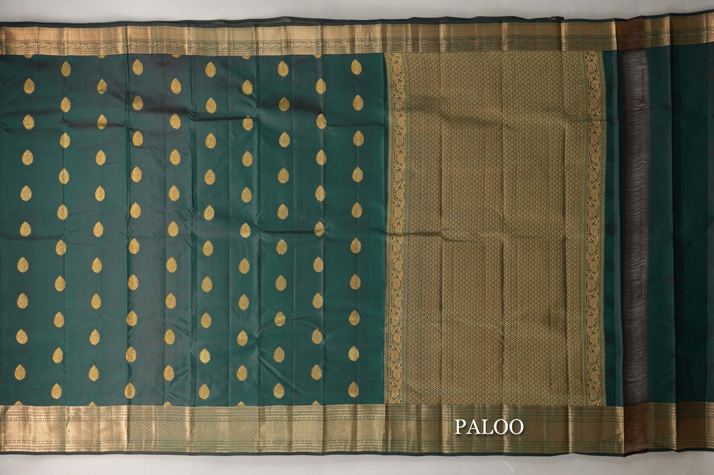 Dual Tone of Maroon and Dark Green Soft Silk Saree paloo