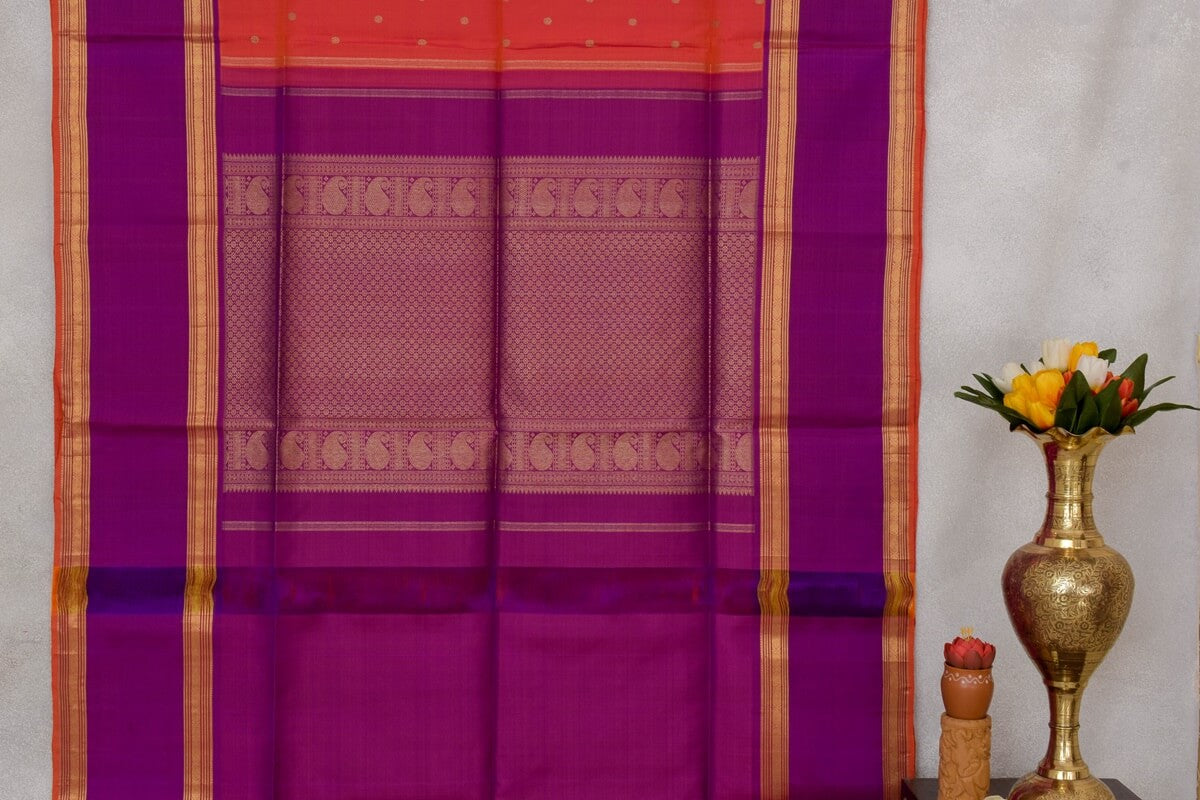 Dual tone of pink and orange Rettai Pettu Kanjivaram Silk Saree RB002