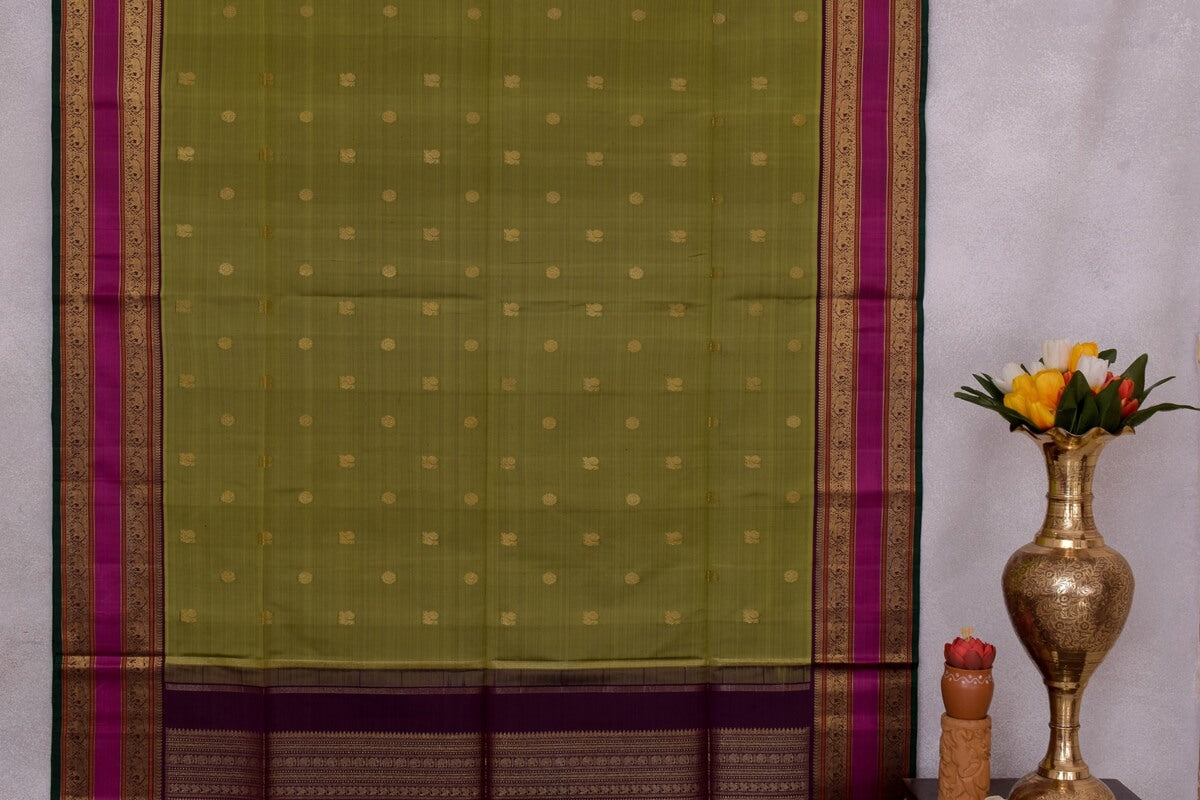 Dual tone of light green and black Rettai Pettu Kanjivaram Silk Saree RB004
