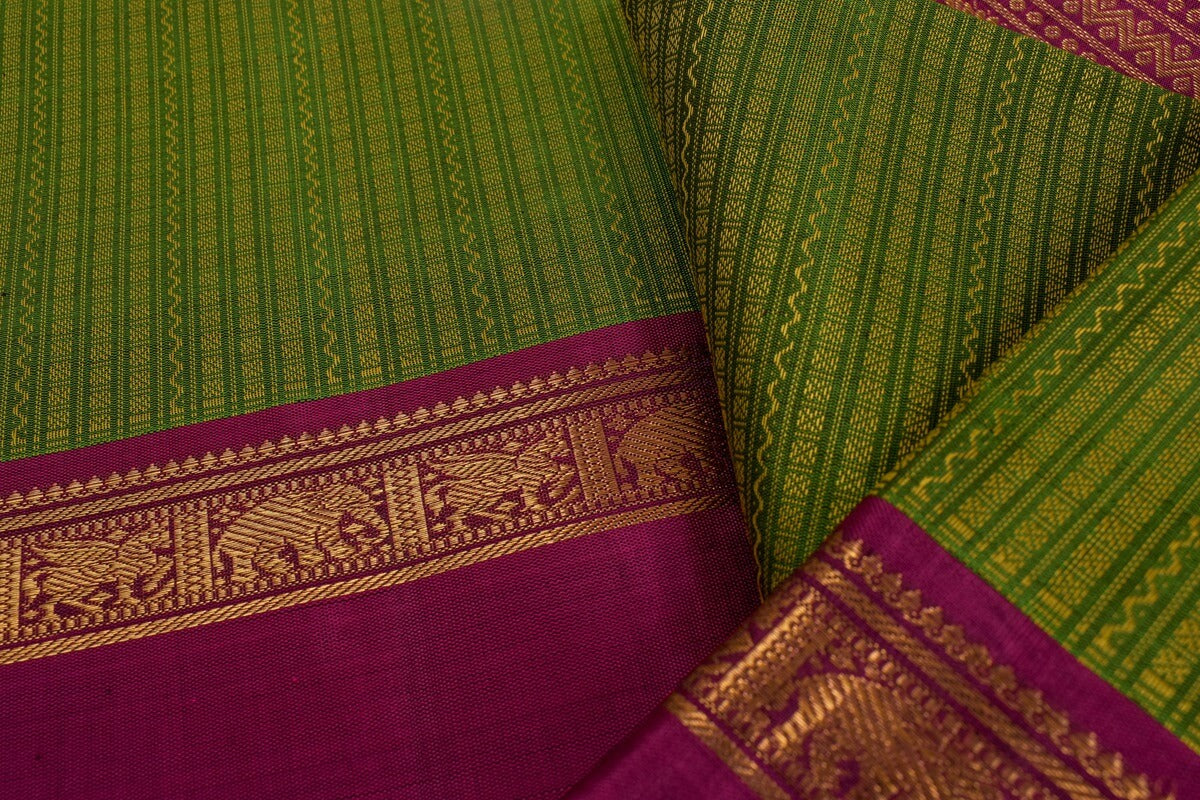 Green Rettai Pettu Kanjivaram Silk Saree RB003