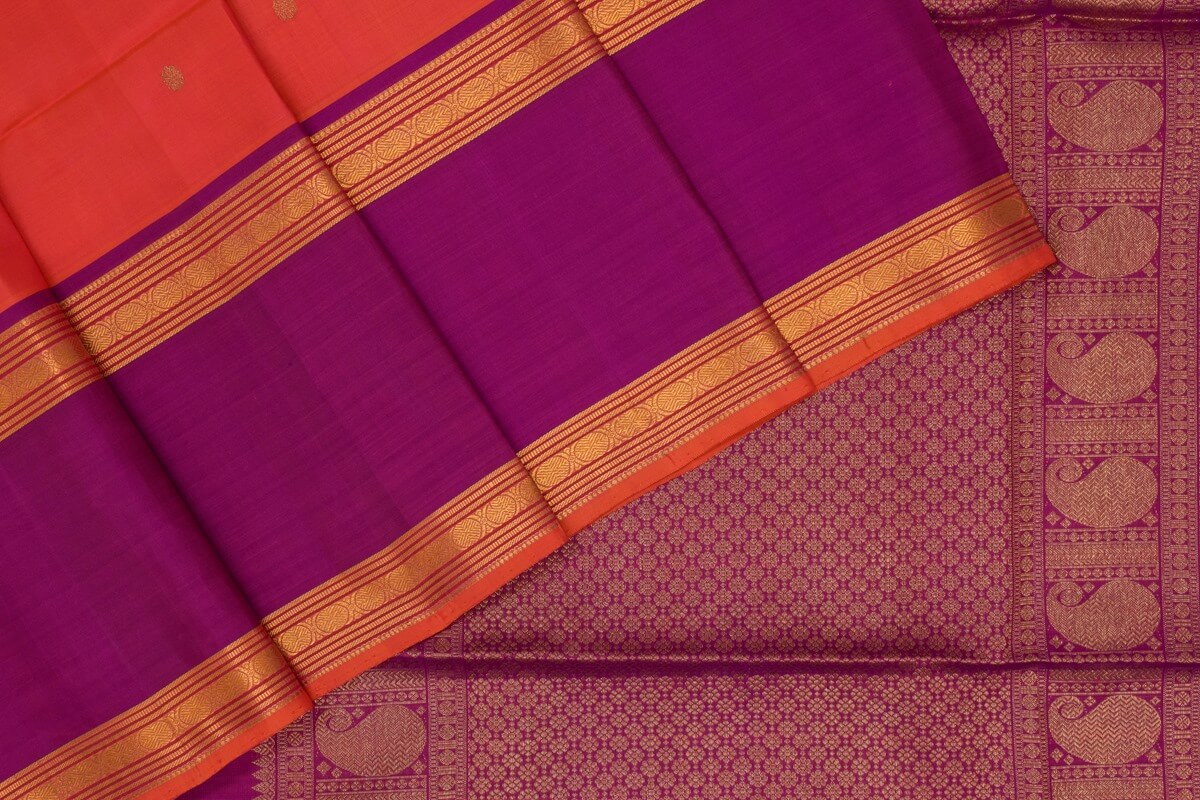 Dual tone of pink and orange Rettai Pettu Kanjivaram Silk Saree RB002