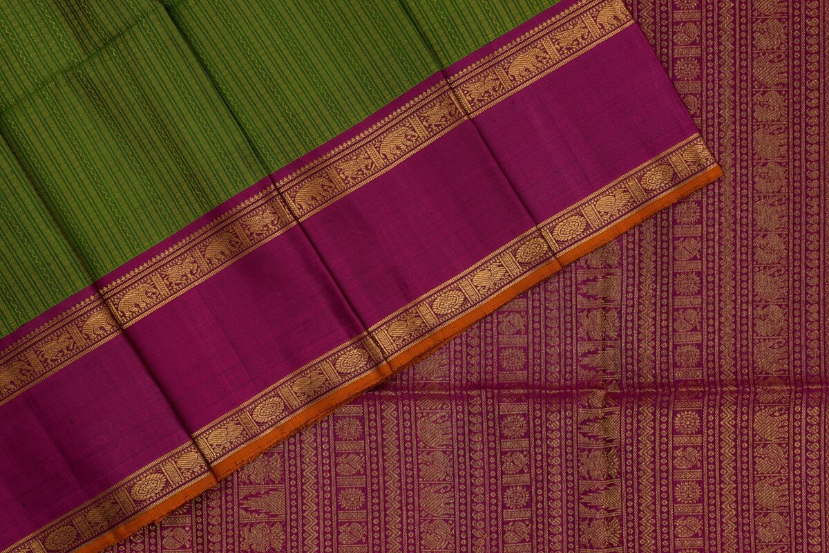 Green Rettai Pettu Kanjivaram Silk Saree RB003