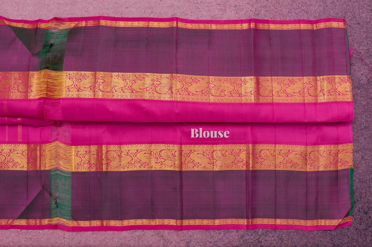 Dual tone pinkish orange Rettai Pettu Kanjivaram Silk Saree SS5266