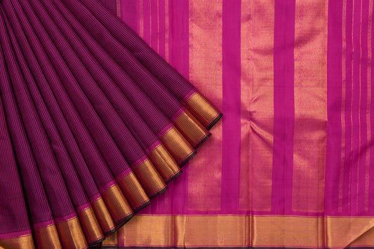 Pink and dark green micro checks Kanjivaram Silk Saree SS5576