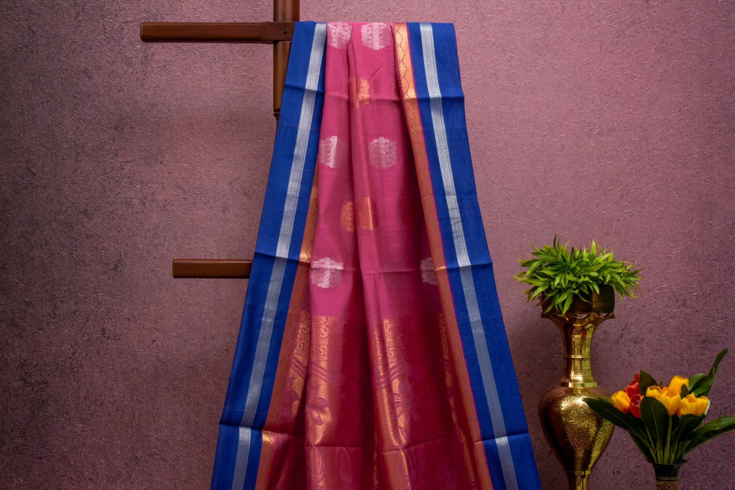 Pink Kora Cotton Saree SS4808