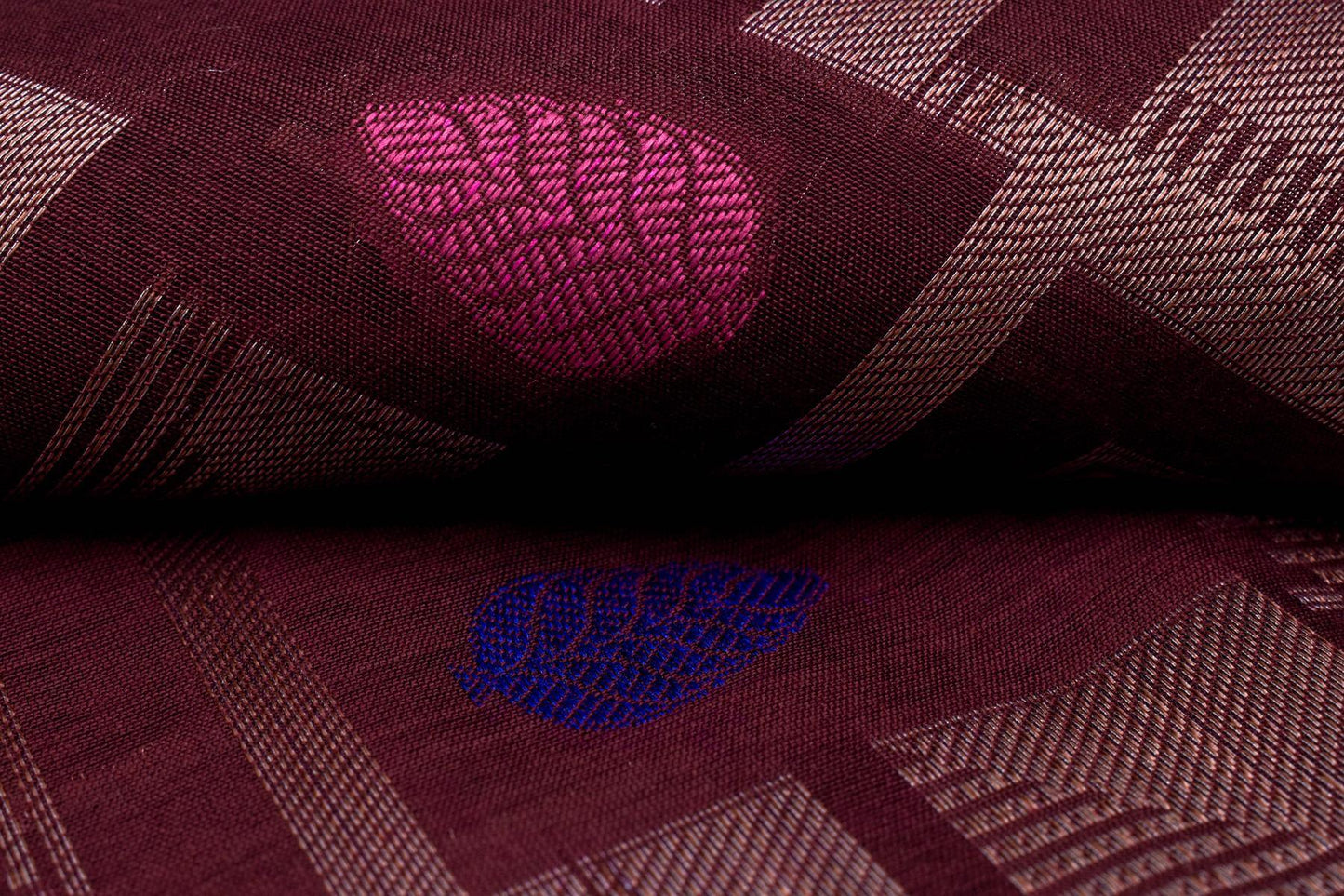 Maroon Banarasi cotton saree SS5096