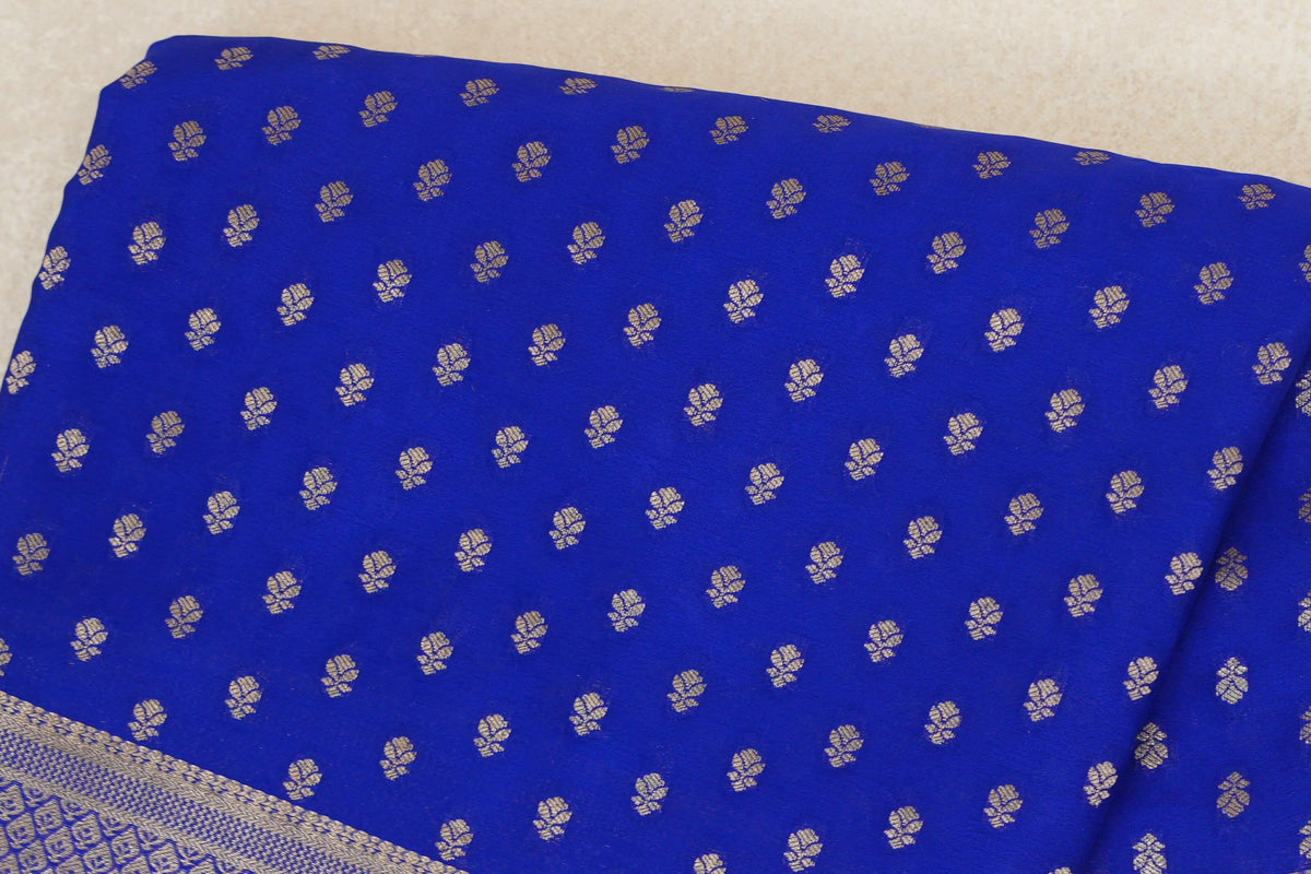 Bright Royal Blue Mysore Silk Saree body