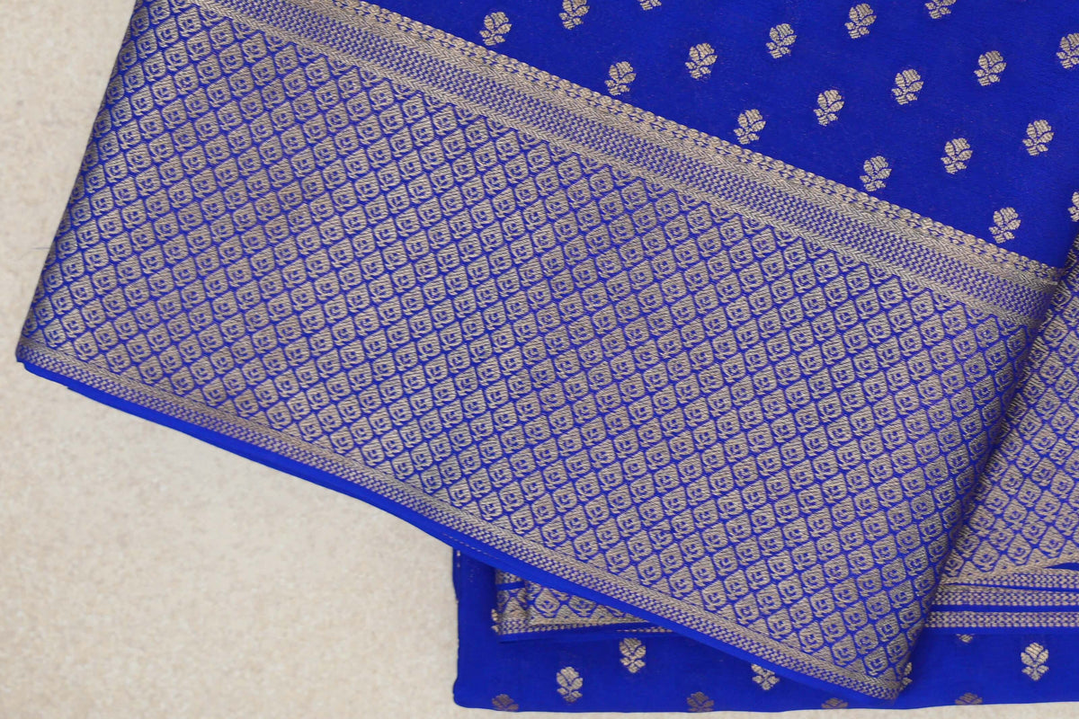 Bright Royal Blue Mysore Silk Saree border