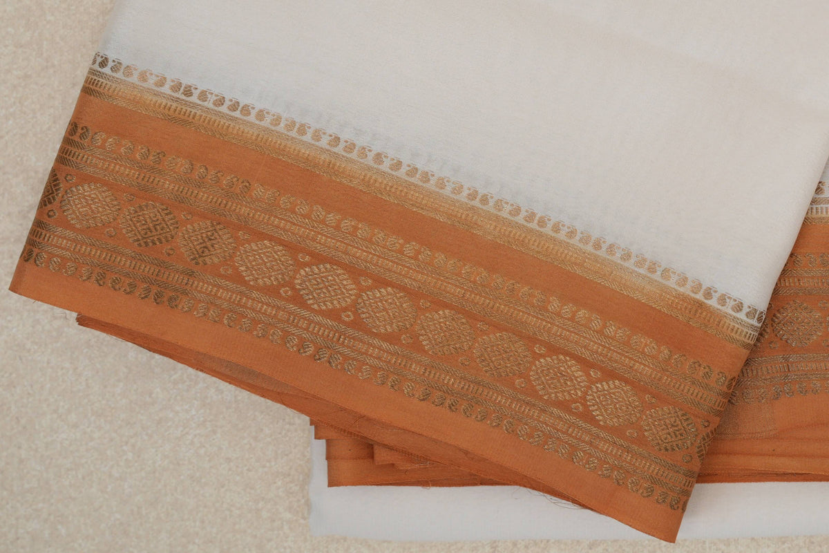 Off White Mysore Silk Saree border