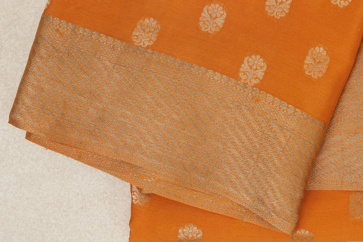 Bright Orange Mysore Silk Saree border