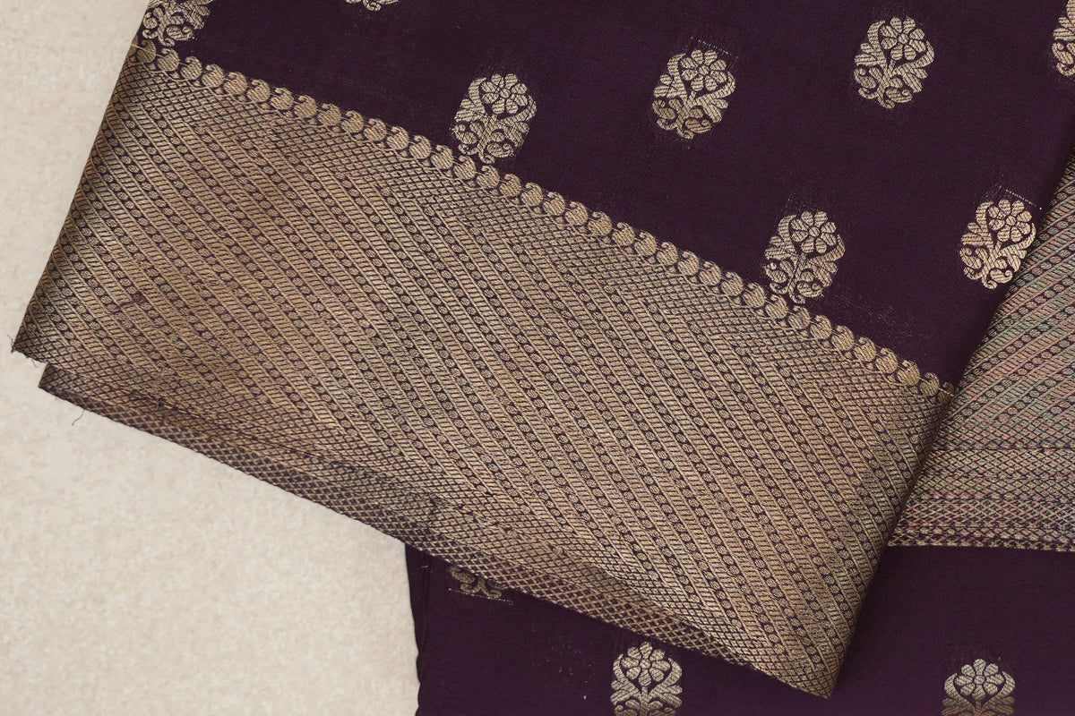 Deep Purple Mysore Silk Saree border