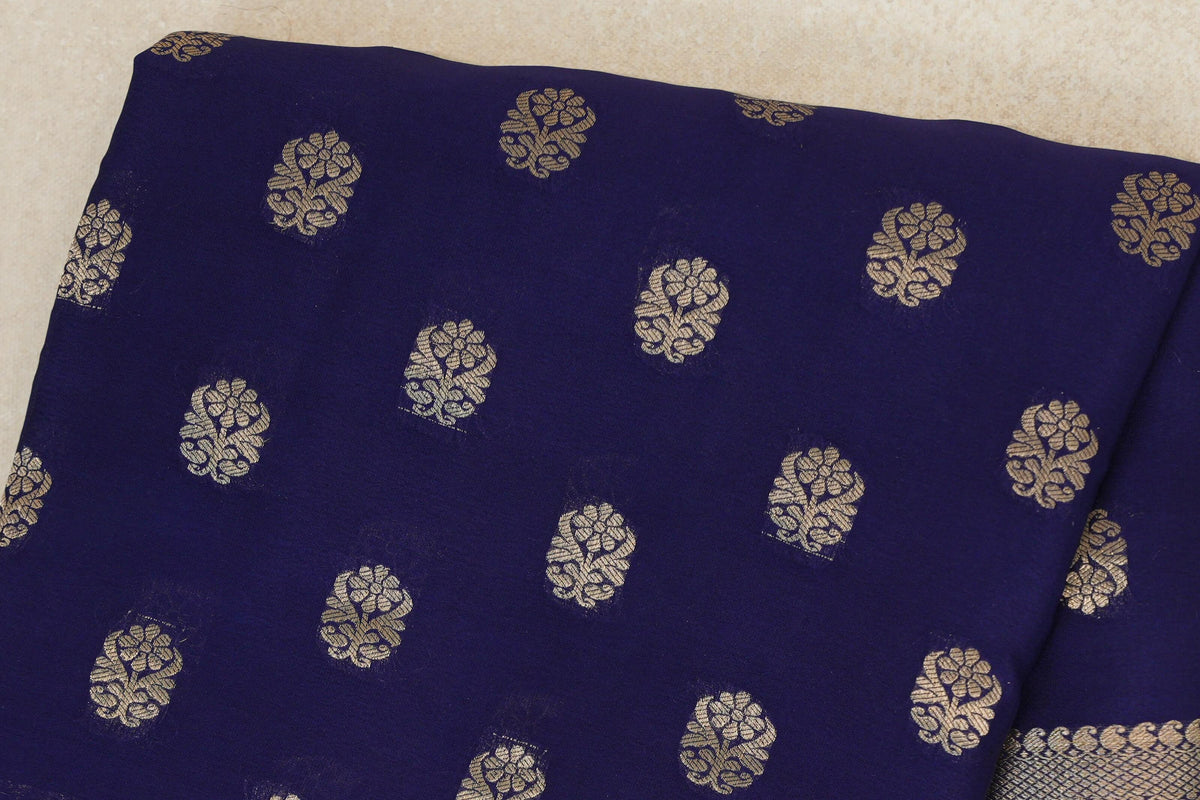 Deep Blue Mysore Silk Saree body