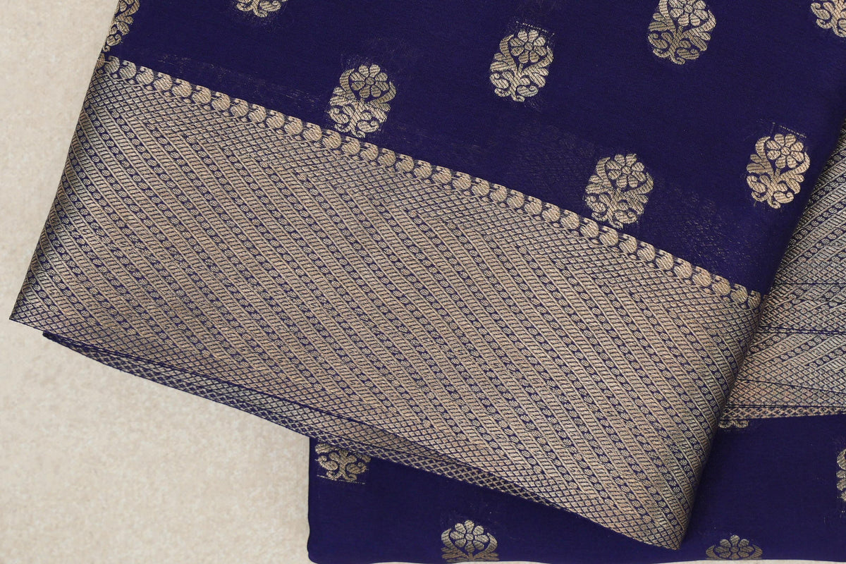 Deep Blue Mysore Silk Saree border