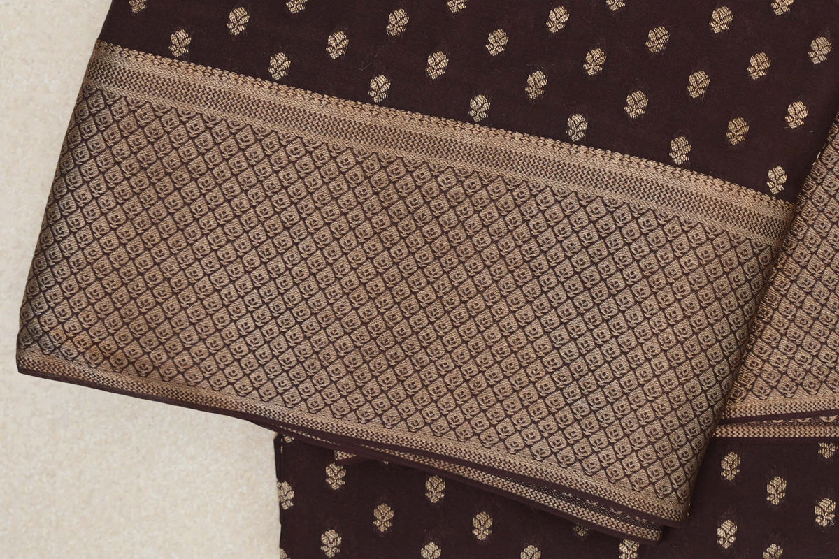 Coffee Bean Brown Mysore Silk Saree border