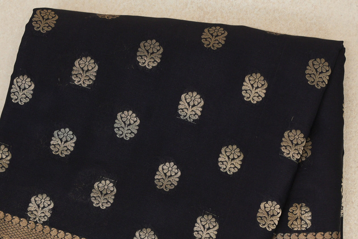 Jet Black Mysore Silk Saree body