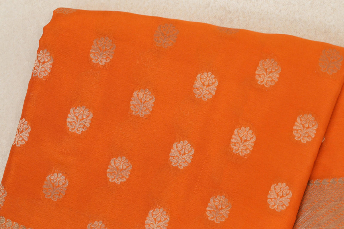Bright Orange Mysore Silk Saree body