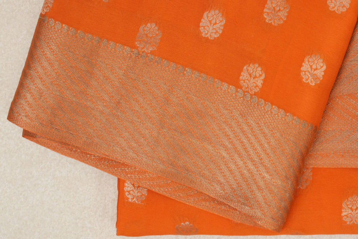 Bright Orange Mysore Silk Saree border