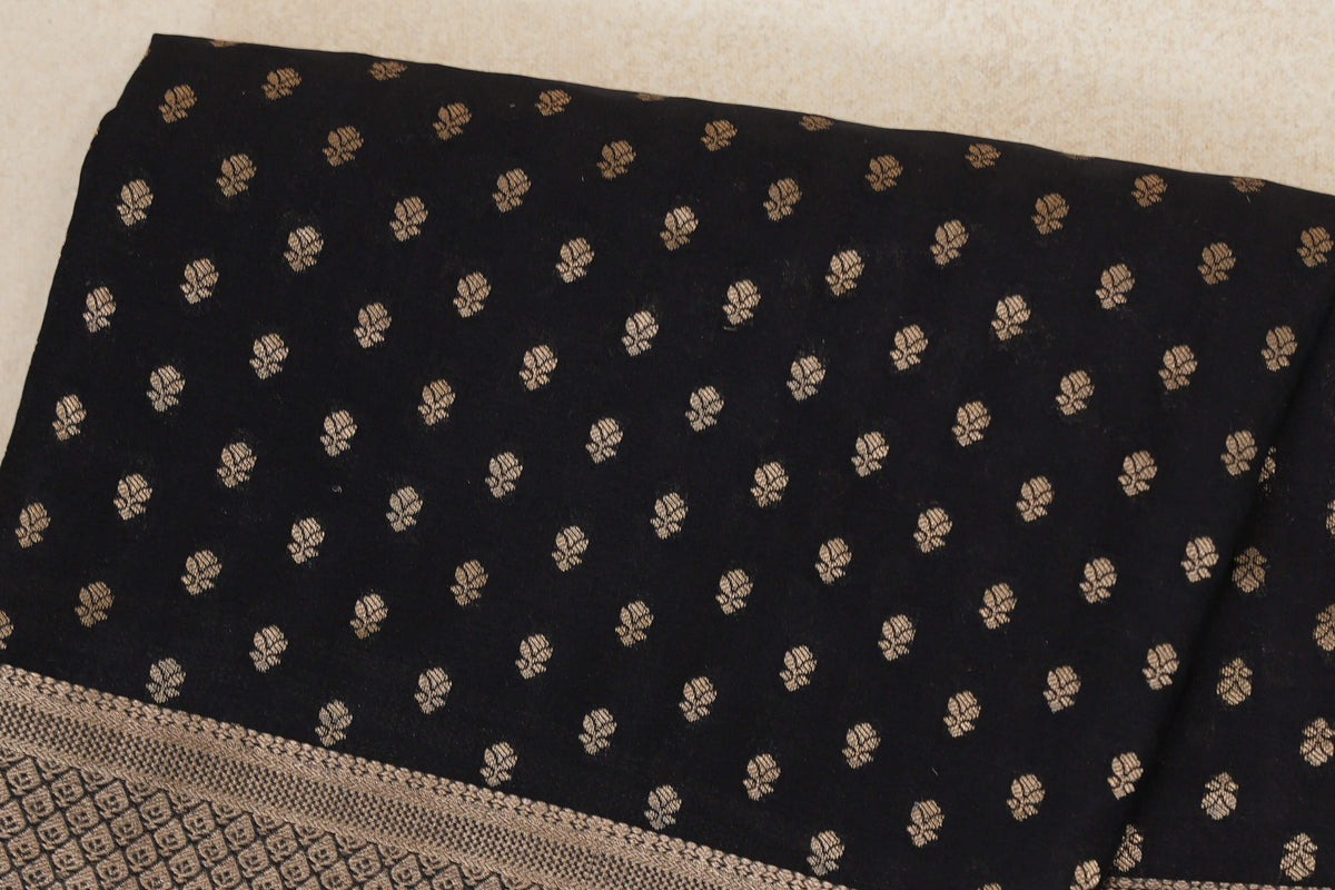Jet Black Mysore Silk Saree body