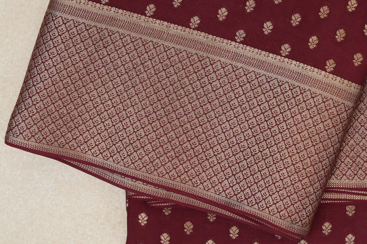Deep Maroon Mysore Silk Saree border