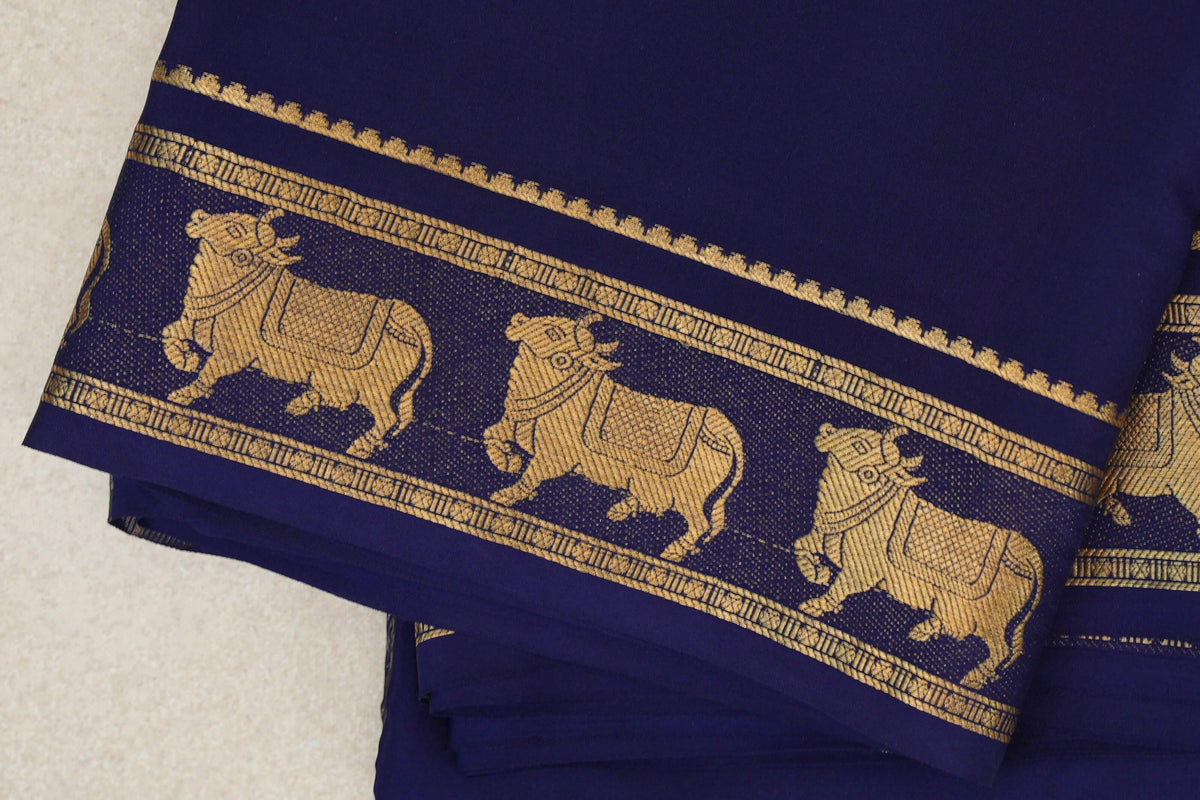 Deep Blue Mysore Silk Saree border