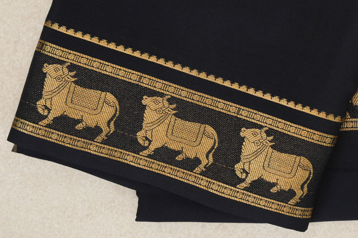 Jet Black Mysore Silk Saree border