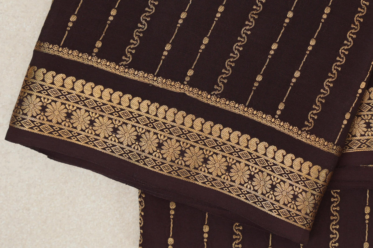 Coffee Bean Brown Mysore Silk Saree border